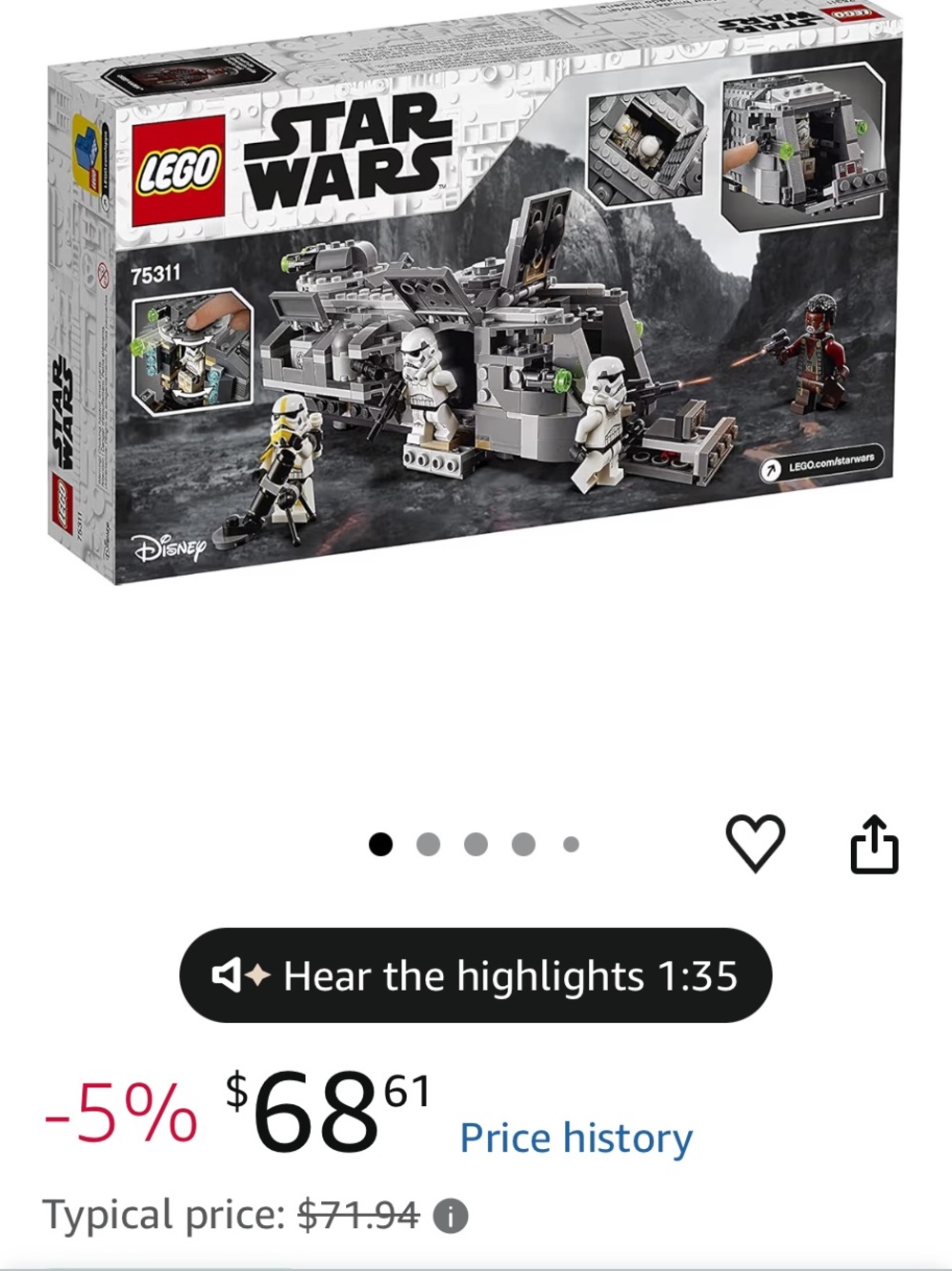 Lego Star Wars Gray and Black Battle Ship Building Set